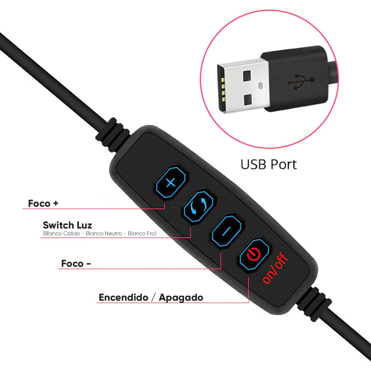 ANILLO LUZ LED SELFIE 16CM 15W C/CONTROL Y TRIPODE (JTACCEL222) - Image 4