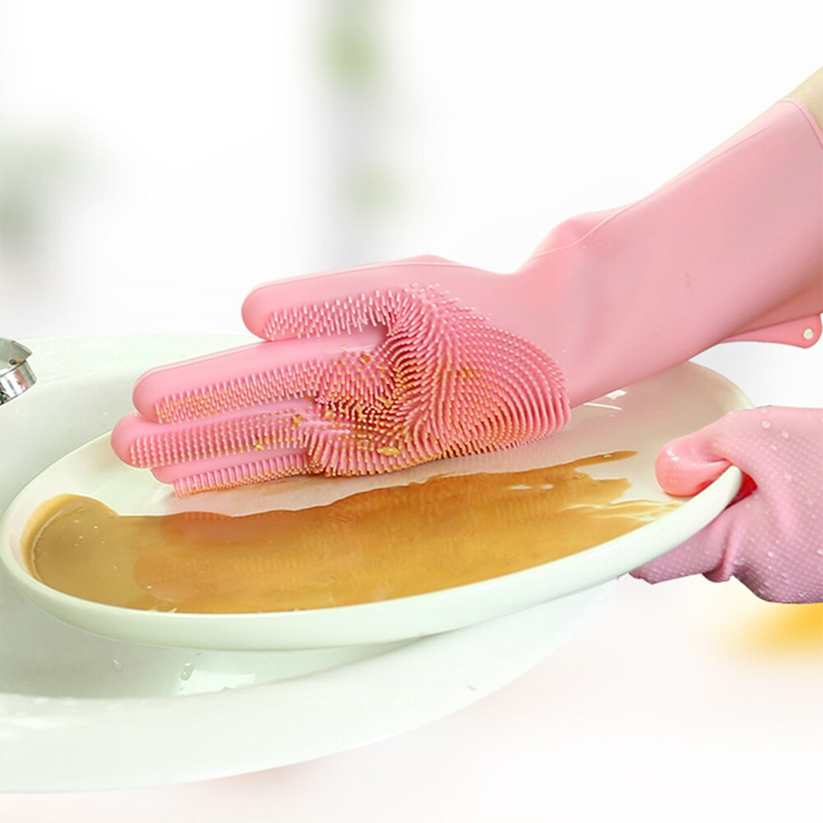 GUANTES DE SILICONA P/LAVAR VAJILLA Y VEGETALES (JTHOG210) - Image 3