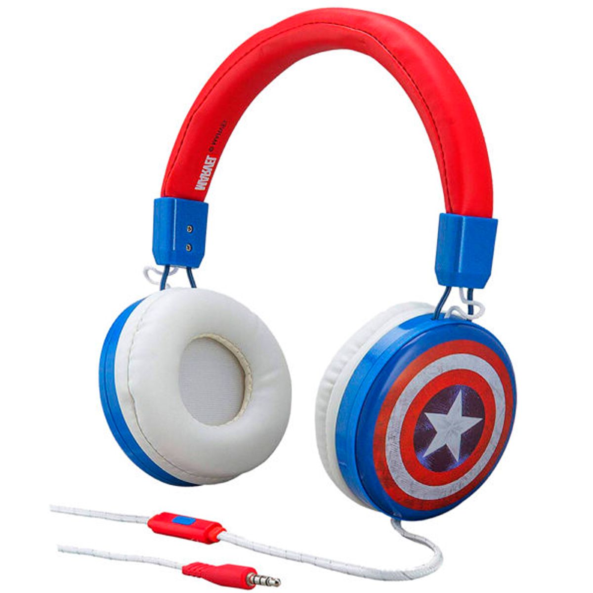 VINCHA AURICULAR CABLEADO CAPITAN AMERICA ROJO (JTMARV6)
