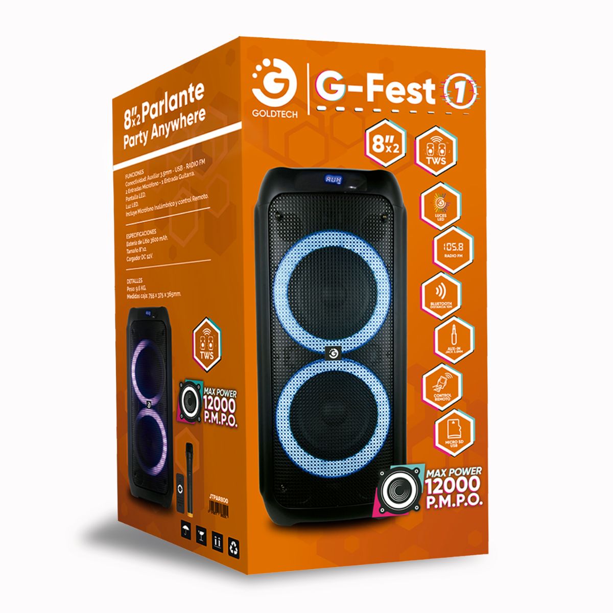 PARLANTE GOLDTECH 8" FEST 1 12000 P.M.P.O. (JTPAR800) - Image 2