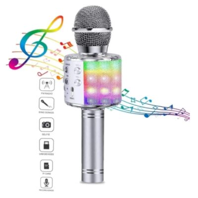 MICROFONO PARLANTE BLUETOOTH KARAOKE PLATA (JTACCAV056PLATA)