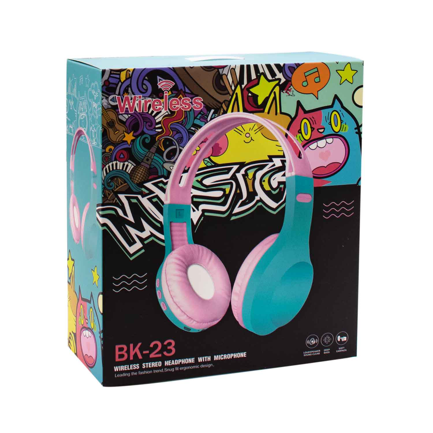 VINCHA AURICULAR BT BK-23 VERDE AGUA Y ROSA (JTAUR501) - Image 4