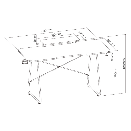 ESCRITORIO GAMER C/ELEVADOR MONITOR BRATECK GMD10-1D (JTBRAT056) - Image 4
