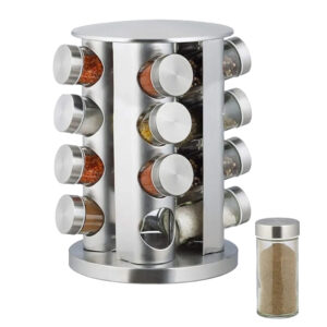 ESPECIERO GIRATORIO 16 FRASCOS VIDRIO ACERO INOX (JTHOG365)