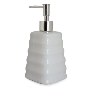 DISPENSADOR BOTELLA CERAMICA PARA JABON BLANCO (JTHOG439)