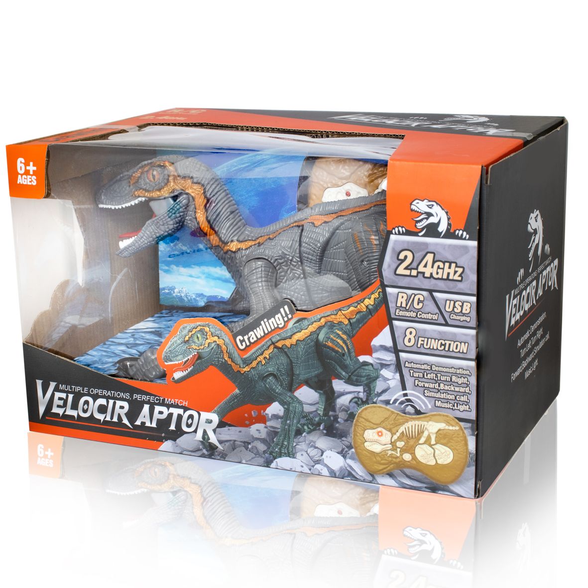 DINOSARIO VELOCIRAPTOR CONTROL REMOTO VERDE GRIS (JTJUG170) - Image 4