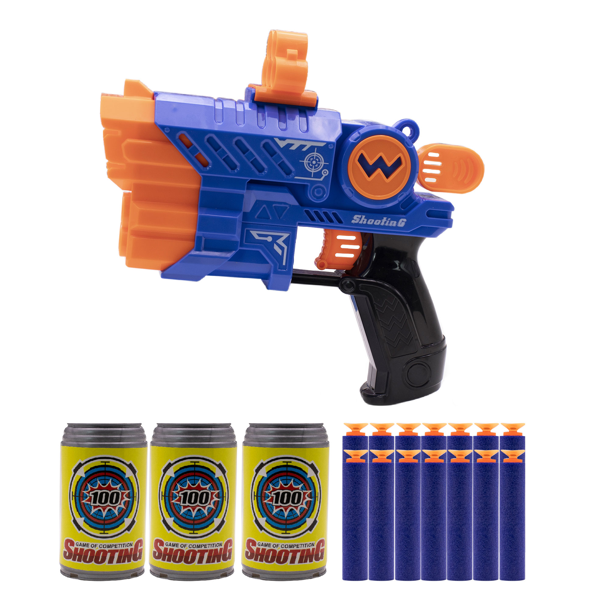 PISTOLA LANZA DARDOS 3 OBJETIVOS 12 DARDOS (JTJUG224)