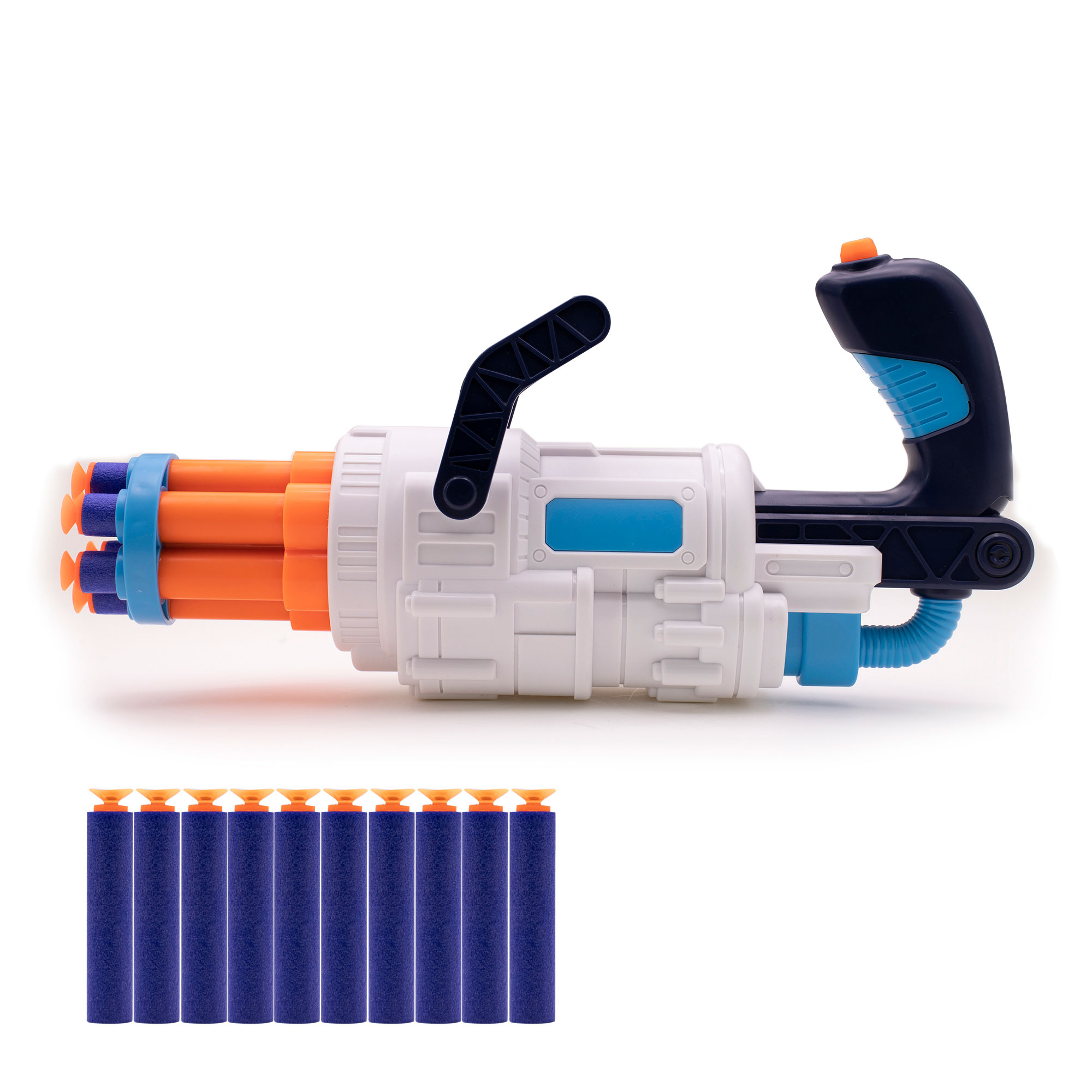 PISTOLA SEMIAUTOMATICA C/ AGARRE Y TAMBOR GIRATORIO 10 DARDOS (JTJUG243)