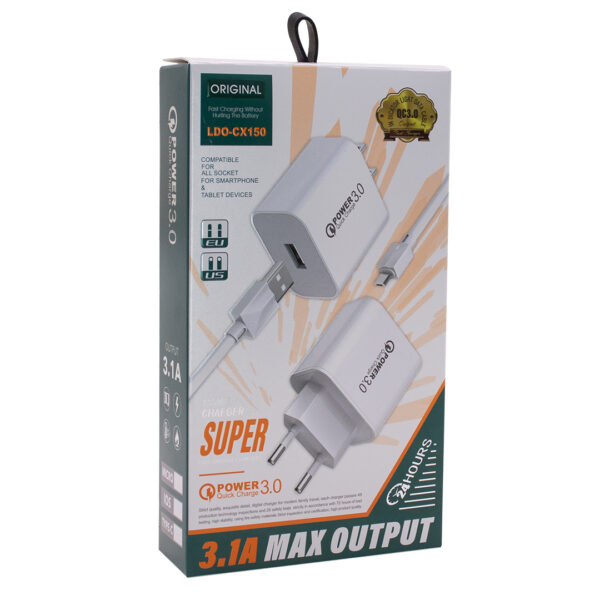 ADAPTADOR DE PARED 3.1A USB LDO-CX150 BLANCO (JTCARG510) - Image 2