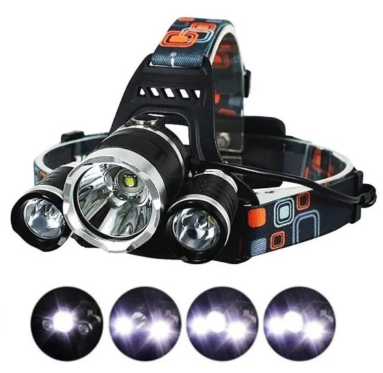 LINTERNA MINERO 3 LED RECARGABLE CAZA PESCA (JTHOG207) (JTLIN006)