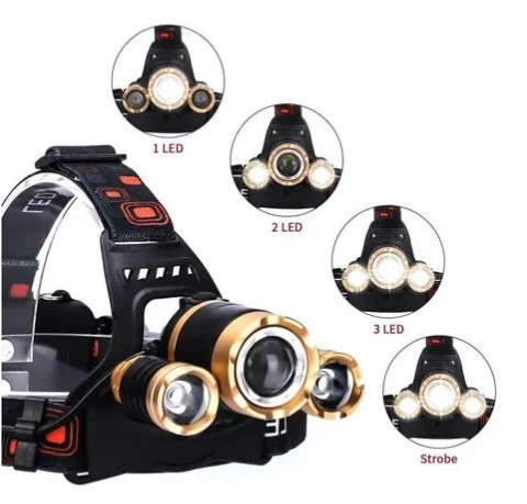 LINTERNA MINERO 3 LED RECARGABLE CAZA PESCA (JTHOG207) (JTLIN006) - Image 3