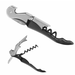 DESTAPADOR DE ACERO CON SACA CORCHO NEGRO (JTHOG791)