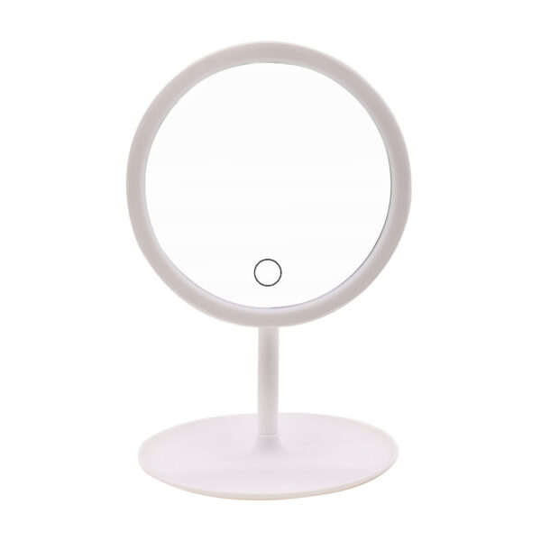 ESPEJO CON BASE LUZ LED REDONDO 17.5CM BLANCO (JTHOG852) - Image 2