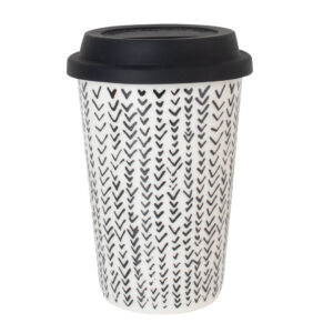 TAZA CERAMICA C/TAPA 400ML DISEÑO RAYAS (JTHOG845)