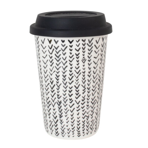 TAZA CERAMICA C/TAPA 400ML DISEÑO RAYAS (JTHOG845)