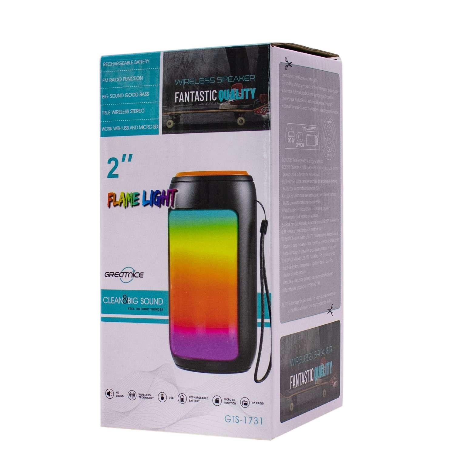 PARLANTE PORTATIL GTS-1731 2" BT TF FM RGB (JTPAR986) - Image 3