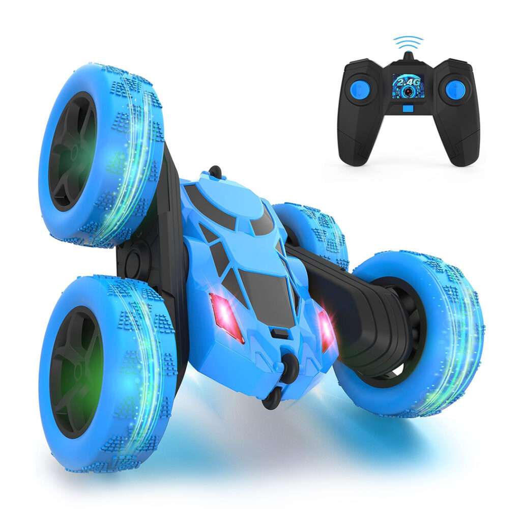 Stunt - 16 auto giocattolo Jumping Stunt Alloy Pull-Back, mini auto giocattolo girevole a 360°, per bambini e ragazzi
