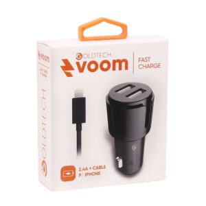 ADAPTADOR 2 USB 2.4A 12V + CABLE IPHONE GOLDTECH (JTCARG402)
