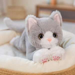 PELUCHE GATO REALISTA 33CM GRIS (JTJUG992)