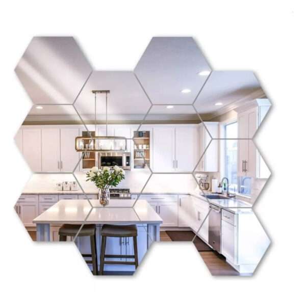 ESPEJOS ACRILICOS HEXAGONALES ADHESIVOS X12 (JTBAZ367)
