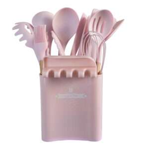 JUEGO MENAGE DE SILICONA 13PIEZAS C/ SOPORTE ROSA (JTHOG689)