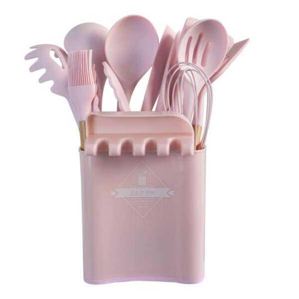 JUEGO MENAGE DE SILICONA 13PIEZAS C/ SOPORTE ROSA (JTHOG689)