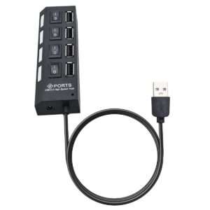 HUB 4 USB ZAPATILLA CON SWITCHS NEGRO (JTADAP039)