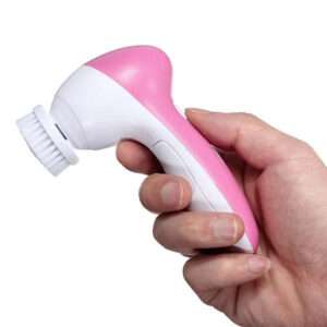 CEPILLO FACIAL MASAJEADOR PORTATIL 5 EN 1 BLANCO CON ROSA (JTSEEN232)