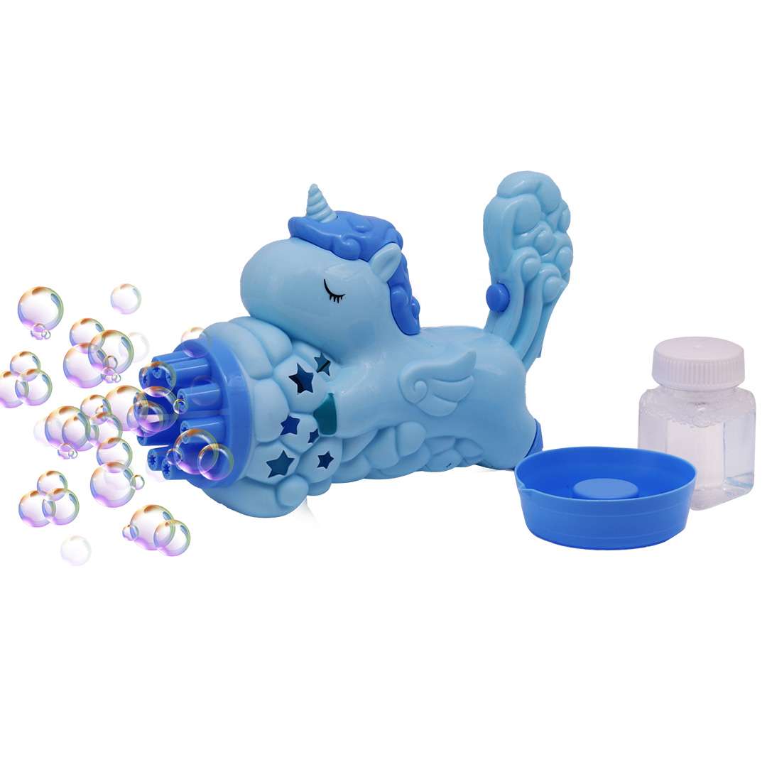 PISTOLA BURBUJAS 10 AGUJEROS UNICORNIO ROSADO CELESTE (JTJUG996)