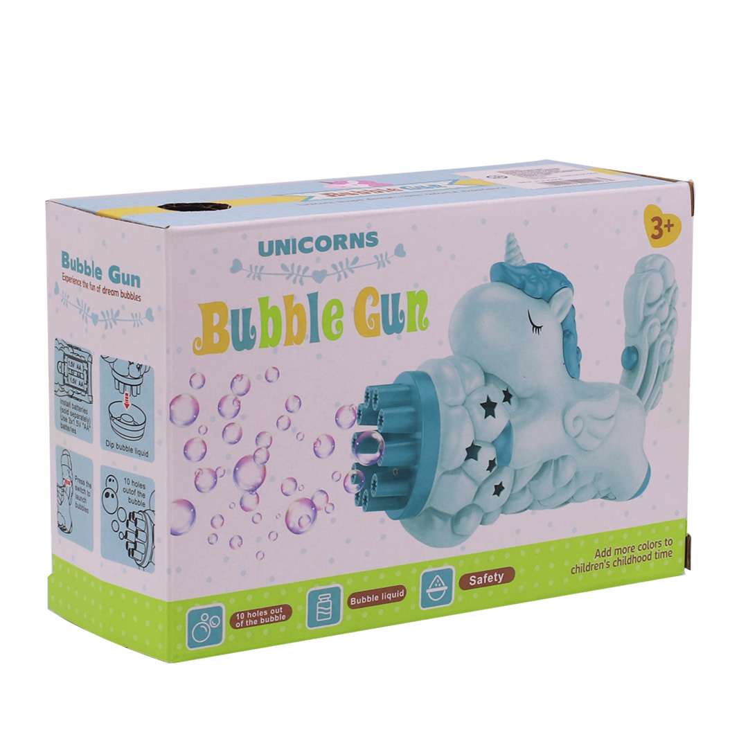 PISTOLA BURBUJAS 10 AGUJEROS UNICORNIO ROSADO CELESTE (JTJUG996) - Image 2