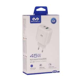 CARGADOR MICCELL VQ-T12 45W USB-C + USB BLANCO (JTMICC092)