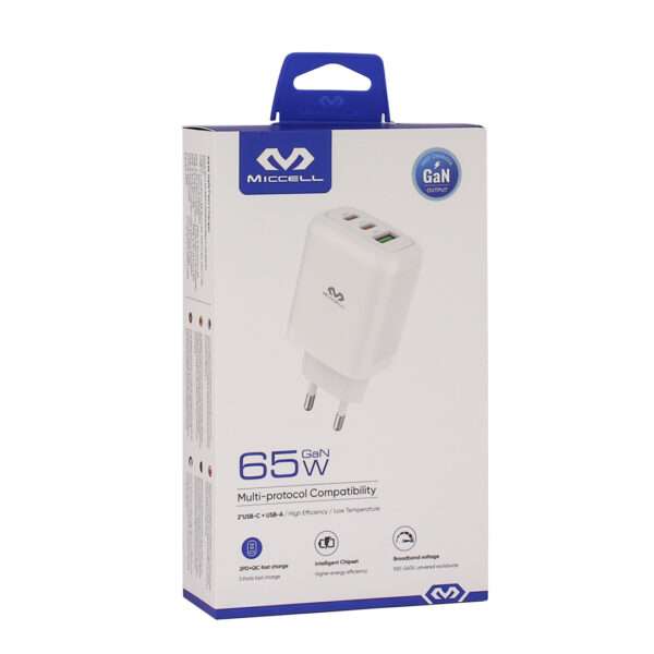 CARGADOR MICCELL VQ-T12 65W 2x USB-C + USB (JTMICC093)