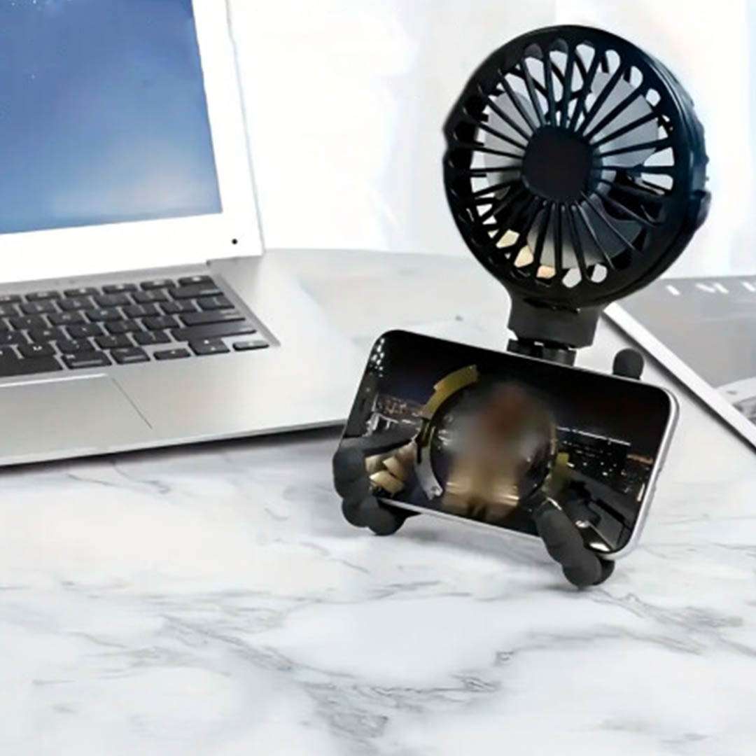 MINI VENTILADOR C/AGARRE RECARGABLE NEGRO (JTVENT033NEG) - Image 3