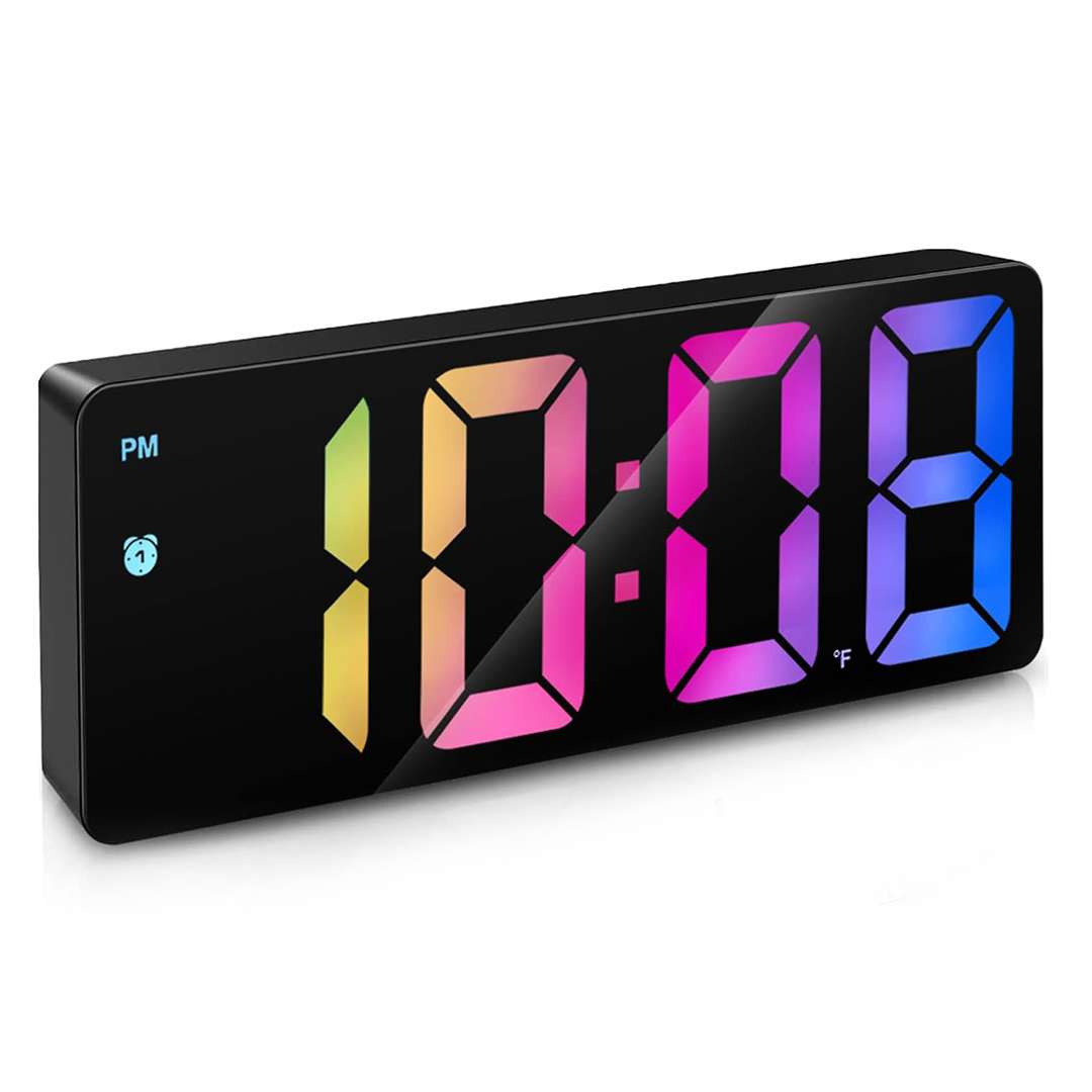 RELOJ DESPERTADOR LED RECTANGULAR NUM D/COLORES NEGRO (JTHOG988NEG)