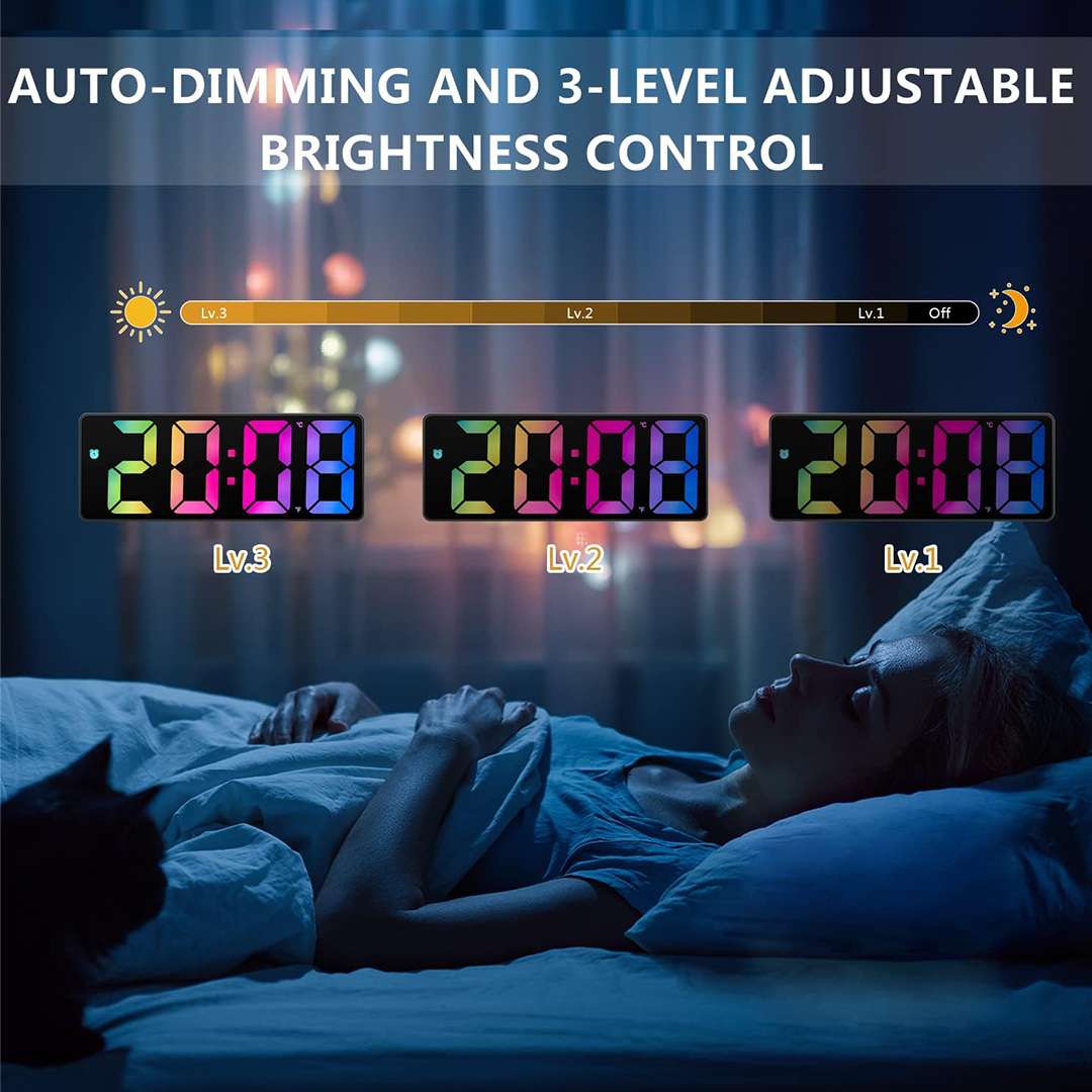 RELOJ DESPERTADOR LED RECTANGULAR NUM D/COLORES NEGRO (JTHOG988NEG) - Image 2