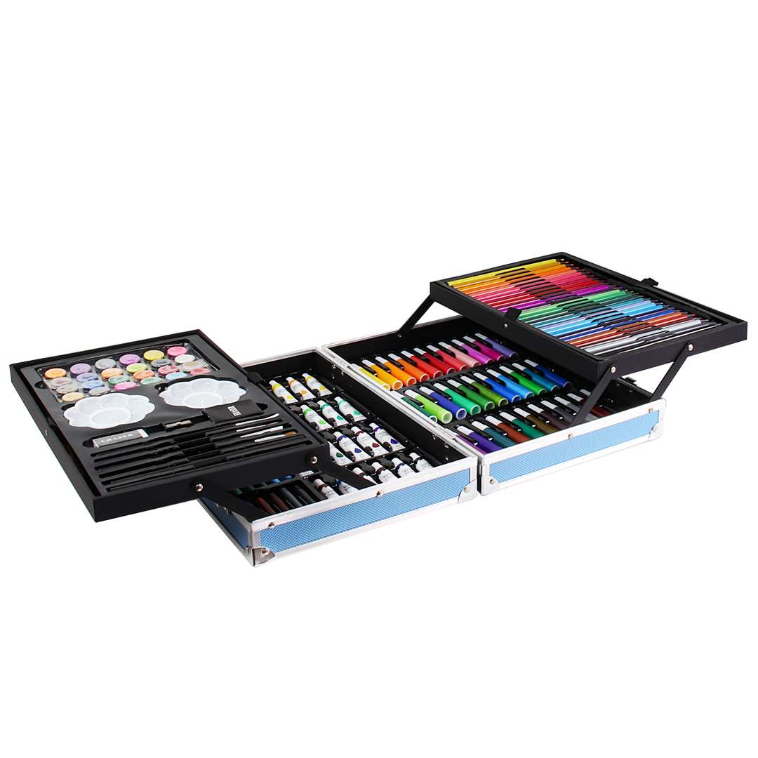 SET VALIJA METALICA ARTE 145 PIEZAS COLORES CELESTE (JTJUG310-3) - Image 2