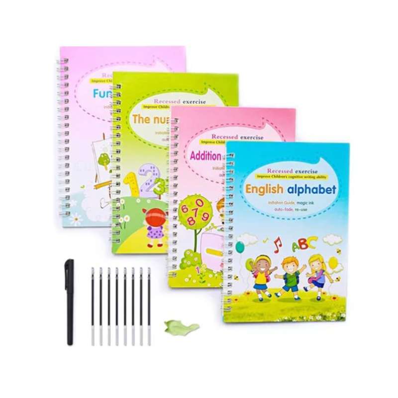 LIBRO DE ESCRITURA X4 REUTILIZABLE PARA NIÑOS (JTJUG308)