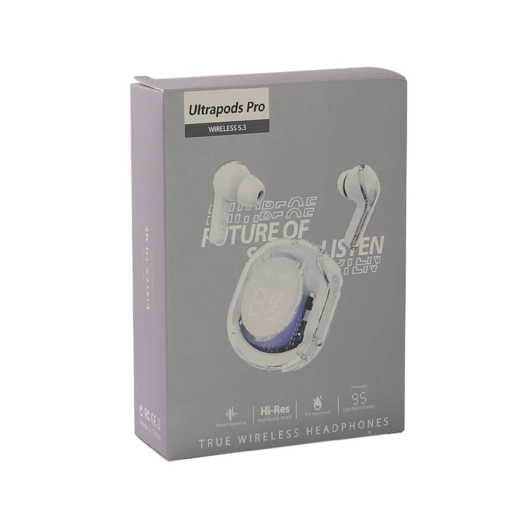 AURICULARES INALAMBRICOS LED DE COLORES CON DISPLAY TRANSPARENTE BLANCO (JTAUR517BLA) - Image 2