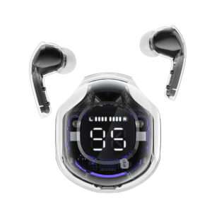 AURICULARES INALAMBRICOS LED DE COLORES CON DISPLAY TRANSPARENTE NEGRO (JTAUR517NEG)