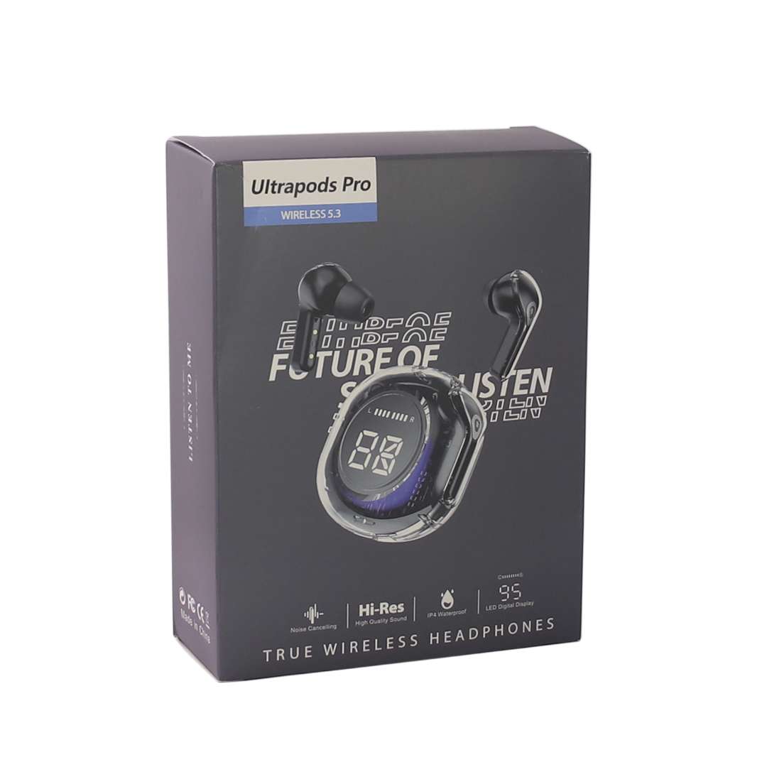 AURICULARES INALAMBRICOS LED DE COLORES CON DISPLAY TRANSPARENTE NEGRO (JTAUR517NEG) - Image 2