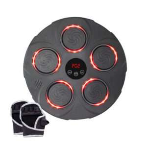 MAQUINA DE BOXEO CON GUANTES LUZ Y SONIDO 5 GOLPES BT NEGRO (JTFITN102)