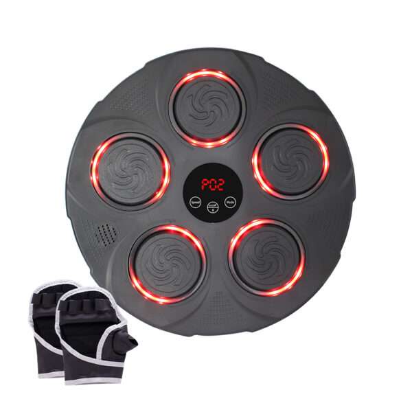 MAQUINA DE BOXEO CON GUANTES LUZ Y SONIDO 5 GOLPES BT NEGRO (JTFITN102)