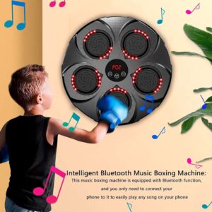 MAQUINA DE BOXEO CON GUANTES LUZ Y SONIDO 5 GOLPES BLUETOOTH NEGRO (JTFITN102)