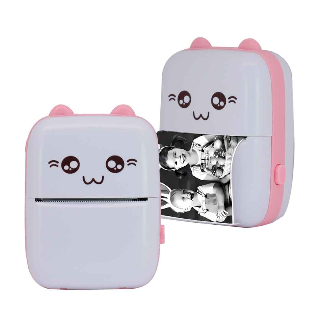 MINI IMPRESORA TERMICA CARITA CAT ROSA (JTJUG973ROS)