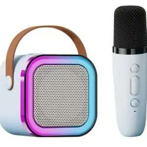 PARLANTE PORTATIL CON 1x MICROFONO LUZ DE COLORES  AZUL (JTPAR994AZU)