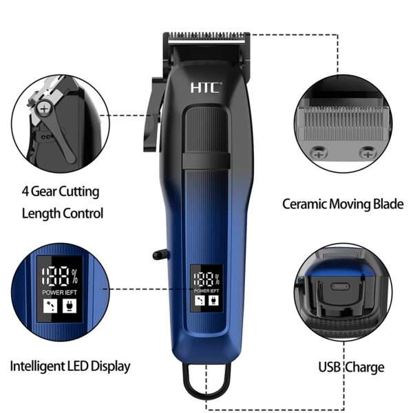 CORTA PELO INALAMBRICA HTC AT-708 USB AZUL CON NEGRO (JTELEC194) - Image 3