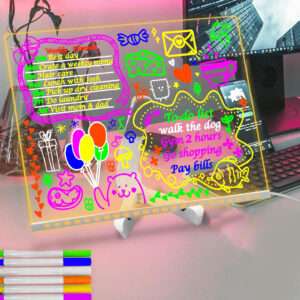 PIZARRA MAGICA CON SOPORTE ACRILICO 30X20 LUZ USB (JTJUG339)