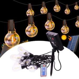 GUIRNALDA LUCES LED CALIDA CON CONTROL PANEL SOLAR VINTAGE (JTFIEST137)