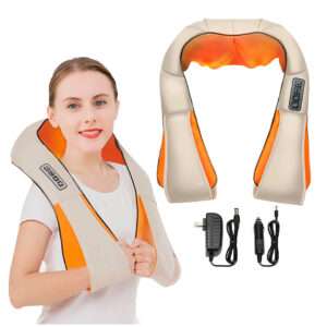 MASAJEADOR CUELLO Y ESPALDA  AJUSTABLE 220V BEIGE (JTHOG1053)