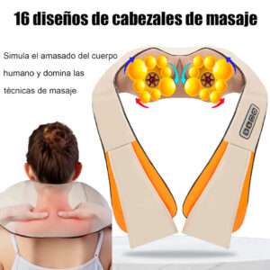 MASAJEADOR CUELLO Y ESPALDA  AJUSTABLE 12V 220V BEIGE (JTHOG1053)